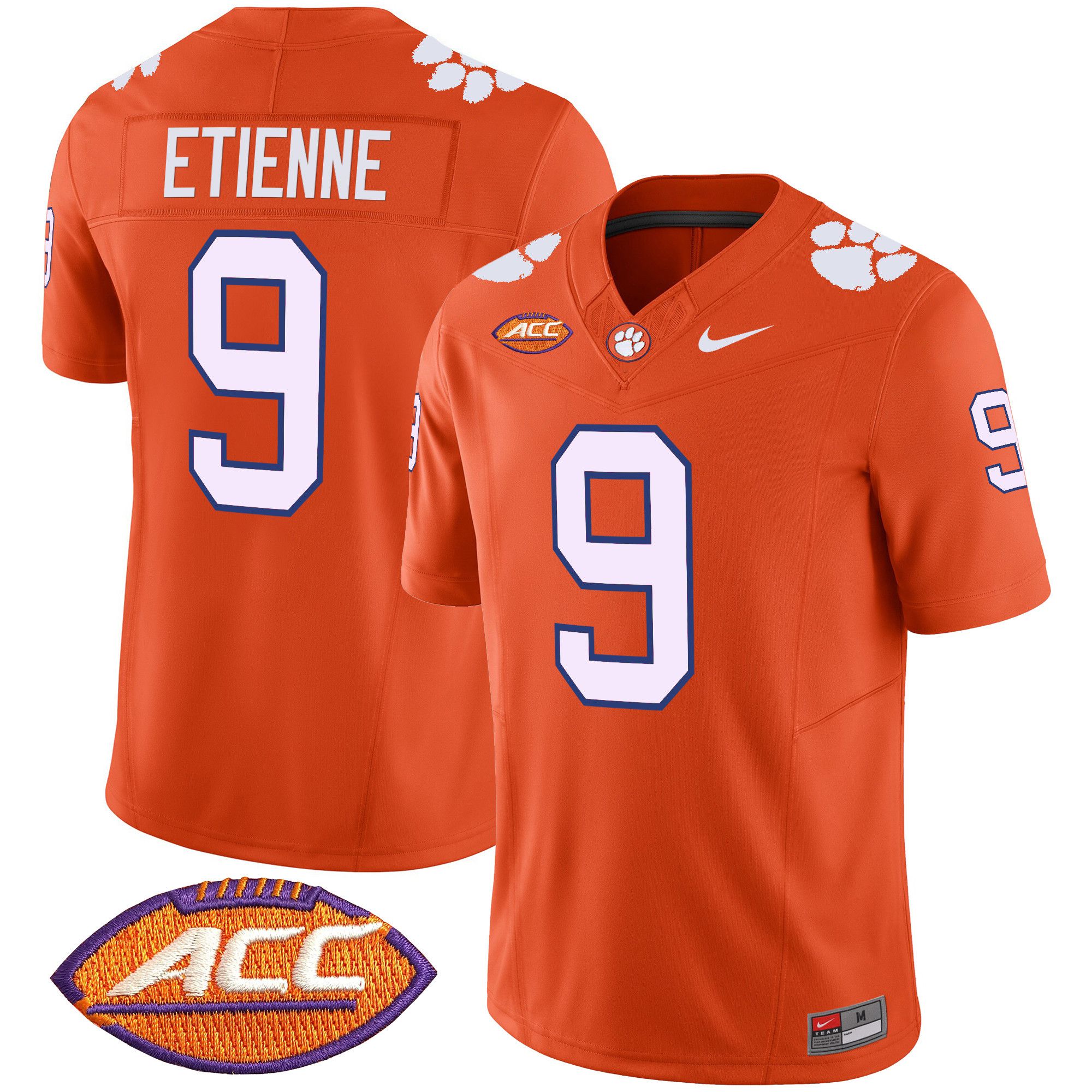Men Clemson Tigers #9 Etienne Orange 2024 Nike Vapor Limited NCAA Jersey style 1